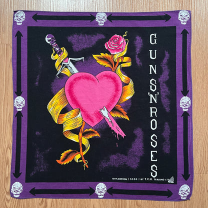 Vintage Guns N' Roses Skull Dagger Heart Rock Concert Handkerchief