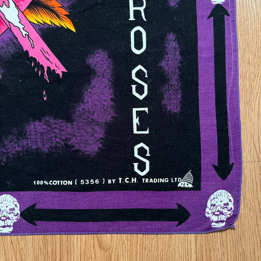 Vintage Guns N' Roses Skull Dagger Heart Rock Concert Handkerchief